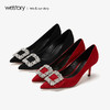 westory2019新品水晶钻扣婚鞋中式细跟优雅宴会高跟鞋W29CE70291 商品缩略图0