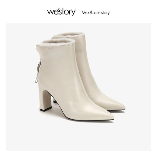 westory2018年冬季新款短靴粗跟时尚冬靴子女W284S80631 商品图0