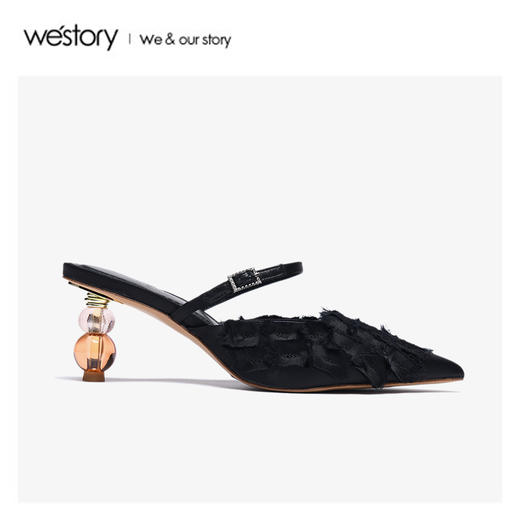 westory2020春季新款尖头翼穆勒鞋凉鞋女优雅雅致W20AH51621 商品图3