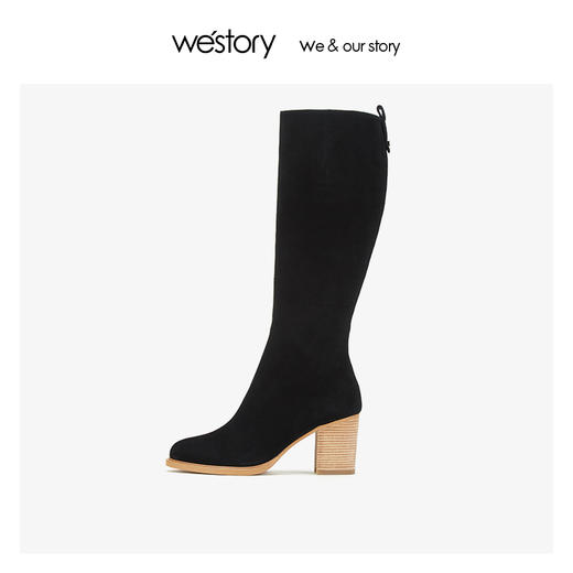 westory真羊皮高靴长筒过及膝靴女侧拉链 2019冬季新款W29DQ80301 商品图2