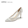 westory2019新款尖头高跟鞋女细跟水钻西式婚鞋女鞋W29AE50301 商品缩略图1