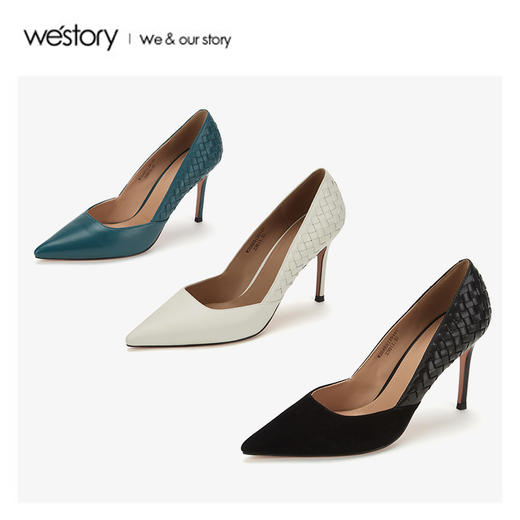 westory春季新款尖头高跟鞋女细跟51291 商品图4