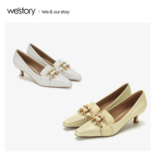 westory2020春季新款方头高跟鞋女细跟W20AE51381 商品图4