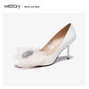 westory2020春季新款西式婚鞋尖头浅口白色高跟鞋女W20AE51161 商品缩略图1