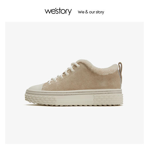 westory运动板鞋风雪地靴真皮加绒保暖防滑平底高帮鞋女 2019冬新W29CM70781 商品图1