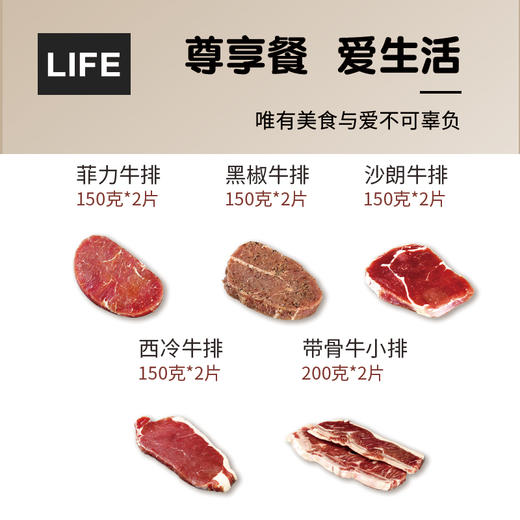 【尊享套餐】澳鼎丰整切家庭牛排黑椒西冷沙朗菲力带骨牛小排10片1600g 商品图0