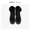 westory加绒保暖真皮粗跟户外工装靴2019冬新款雪地靴W29DS80591 商品缩略图1