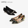 westory2019春季新款优雅尖头高跟女鞋水晶蝴蝶结细跟W29AE50511 商品缩略图3