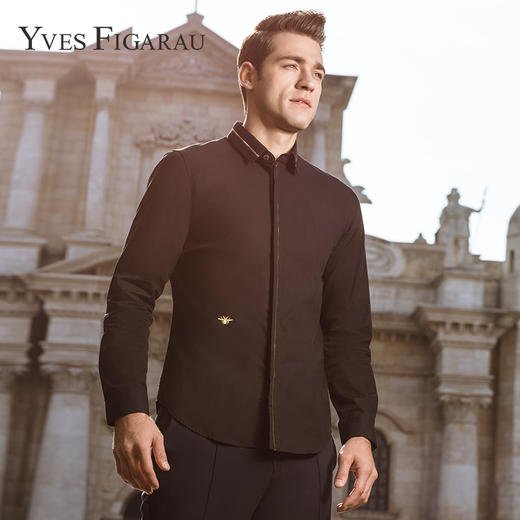 YvesFigarau伊夫·费嘉罗春夏商务休闲简约舒适透气抗皱长袖衬衫810330 商品图0