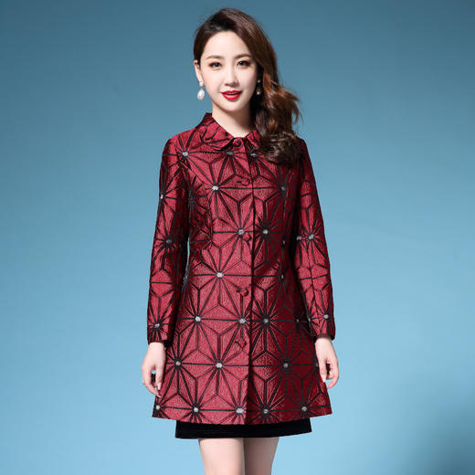 DYSL-Y1768新款大码时尚气质提花风衣外套 商品图0