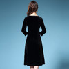 DYSL-Q5336新款高档简约大码丝绒钉珠拼接假两件连衣裙 商品缩略图4