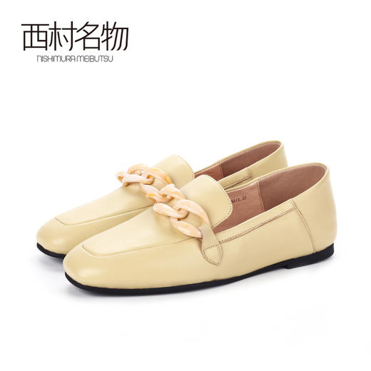 西村名物2020春季新款百搭经典链条两穿踩脚鞋方头乐福鞋女X20AM16691 商品图0
