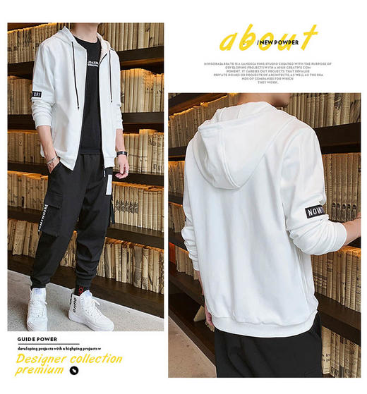 裁缝学苑 M56男士春秋休闲连帽开衫套装11服装裁剪图牛皮纸样 商品图4