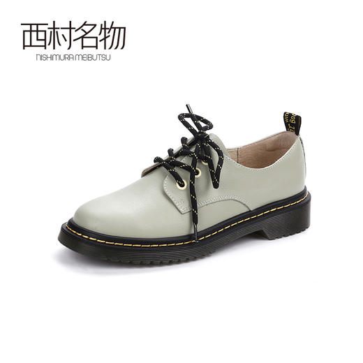 西村名物2020新品经典复古系带圆头牛津皮鞋女马丁鞋X20AM18251 商品图0