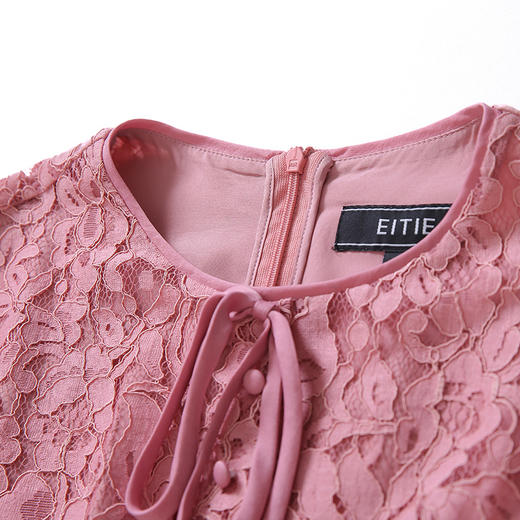 EITIE爱特爱女装春款优雅时尚减龄系带镂空蕾丝连衣裙女中长 商品图5