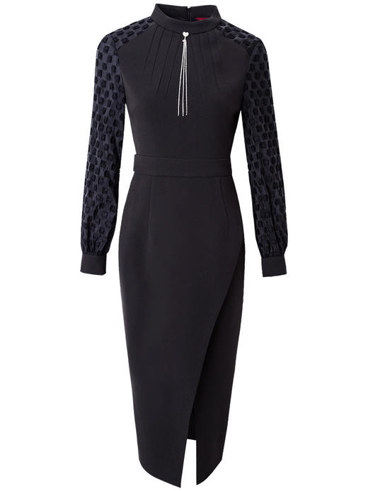 FMY-27908新款气质女神范修身开叉中长裙 商品图1