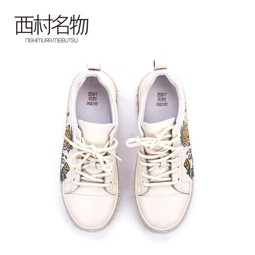西村名物2020春季新品潮流休闲舒适平底涂鸦原创樱花麦昆小白鞋女X20AM19291 商品图1