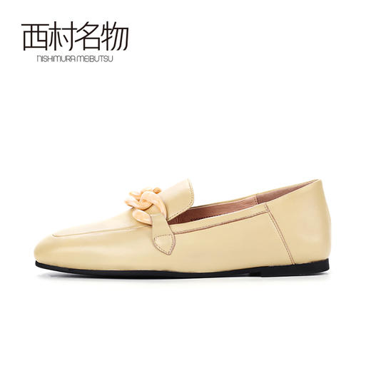 西村名物2020春季新款百搭经典链条两穿踩脚鞋方头乐福鞋女X20AM16691 商品图3