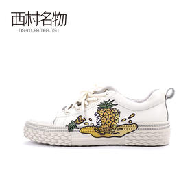 西村名物2020春季新品潮流休闲舒适平底涂鸦原创樱花麦昆小白鞋女X20AM19291