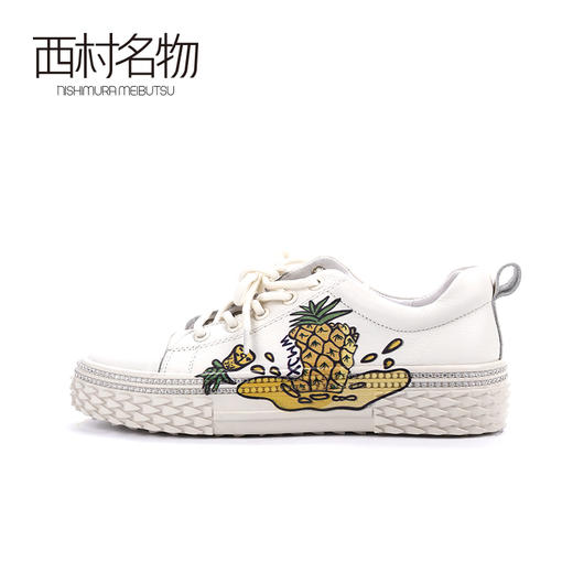 西村名物2020春季新品潮流休闲舒适平底涂鸦原创樱花麦昆小白鞋女X20AM19291 商品图0