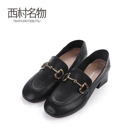 西村名物2020新款经典复古马衔扣方跟娃娃头乐福鞋女-X20AM18221 商品图2