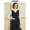 VIMAGE-纬漫纪春款时尚通勤V领显瘦纯色收腰连衣裙女中款V1207834 商品缩略图1