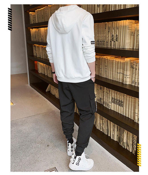 裁缝学苑 M56男士春秋休闲连帽开衫套装11服装裁剪图牛皮纸样 商品图3