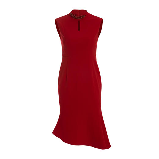 VIMAGE纬漫纪春季新款精致半高领修身荷叶摆无袖礼服裙女红裙V1277807 商品图4