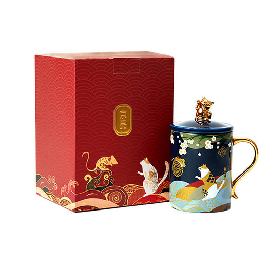 「招财猫金鼠陶瓷马克杯」中国风礼盒装 水杯早餐杯 情侣杯子 商品图3