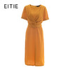EITIE爱特爱女装春款时尚通勤V领收腰显瘦纯色连衣裙女中长款6107826 商品缩略图5