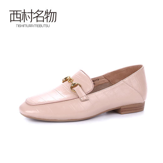 西村名物2020春季新品复古方头鳄鱼皮马衔扣乐福鞋女两穿踩脚鞋X20AM16761 商品图0