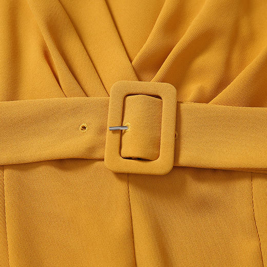 EITIE爱特爱女装春款时尚通勤V领收腰显瘦纯色连衣裙女中长款6107826 商品图8