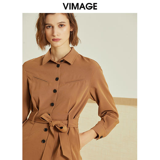 VIMAGE纬漫纪春季新款干练工装帅气中性气质翻领收腰连体裤女V1207813 商品图2
