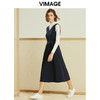 VIMAGE-纬漫纪春款时尚通勤V领显瘦纯色收腰连衣裙女中款V1207834 商品缩略图2