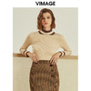 VIMAGE纬漫纪春款通勤百搭时尚撞色高领针织打底衫女套头V1201807 商品缩略图0