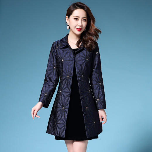 DYSL-Y1768新款大码时尚气质提花风衣外套 商品图3