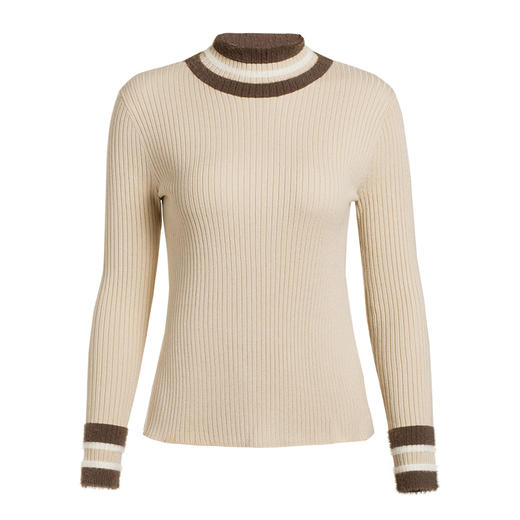 VIMAGE纬漫纪春款通勤百搭时尚撞色高领针织打底衫女套头V1201807 商品图4