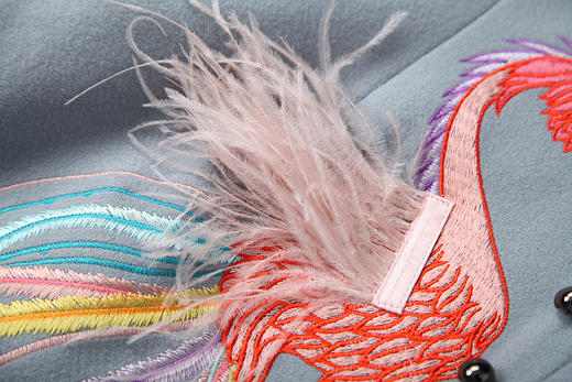 LYY-T10440立领拉链毛呢短款外套+不规则刺绣半身裙套装 商品图2