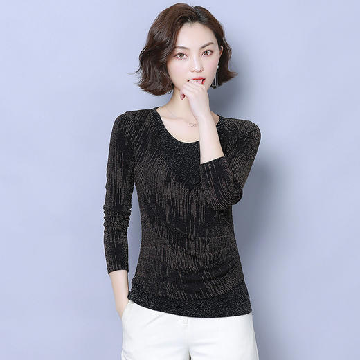 MZ-MZ3046新款假两件网纱洋气遮肚子圆领打底衫 商品图4