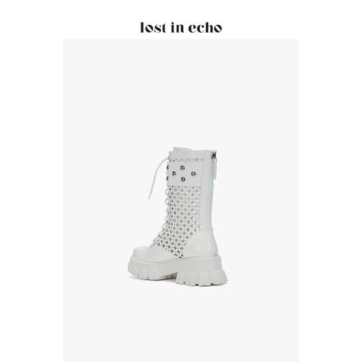 【微瑕疵不退不换】设计师女鞋lost in echo2020厚底镂空马丁靴 白色 商品图4