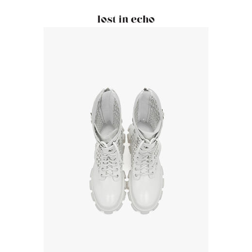 【微瑕疵不退不换】设计师女鞋lost in echo2020厚底镂空马丁靴 白色 商品图3