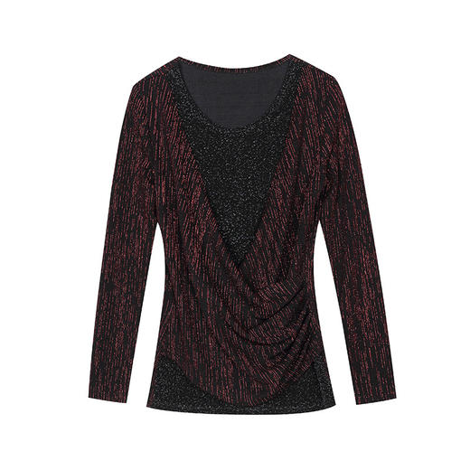 MZ-MZ3046新款假两件网纱洋气遮肚子圆领打底衫 商品图6