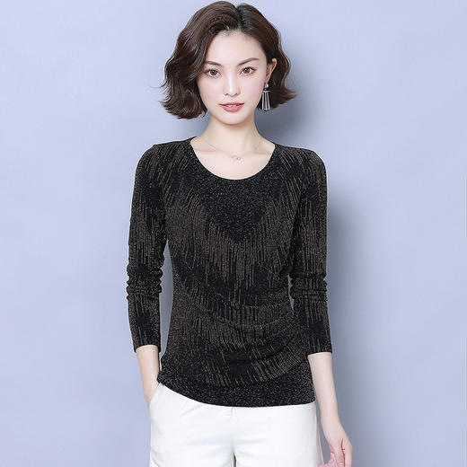 MZ-MZ3046新款假两件网纱洋气遮肚子圆领打底衫 商品图0