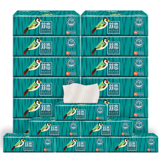竹态象牙白压纹软抽抽纸4层80抽20包印花纸巾家用实惠装整箱大号 商品图4