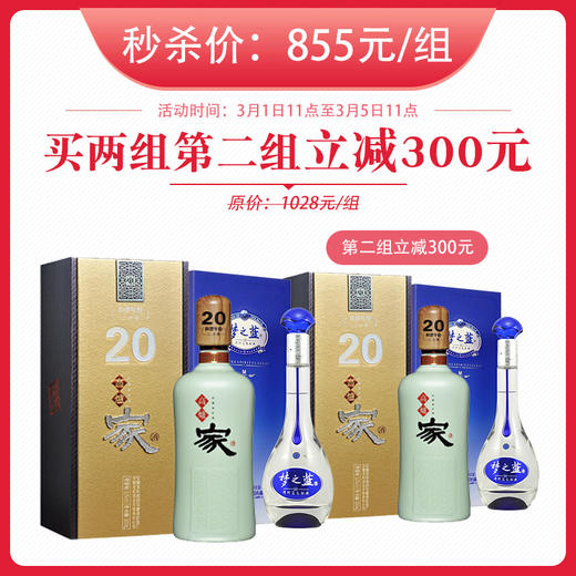 【第二组减300元】家酒20年单瓶装+梦之蓝M3单瓶装（40.8度） 商品图0