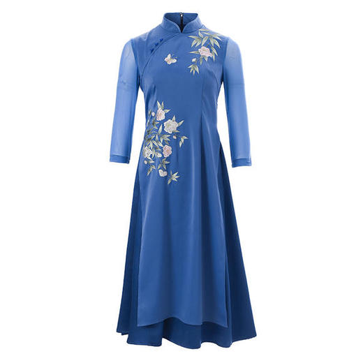 OG-99376新款立领重工刺绣高端旗袍裙 商品图4