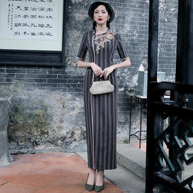 DLQ-A1845中国风复古优雅改良老上海旗袍裙