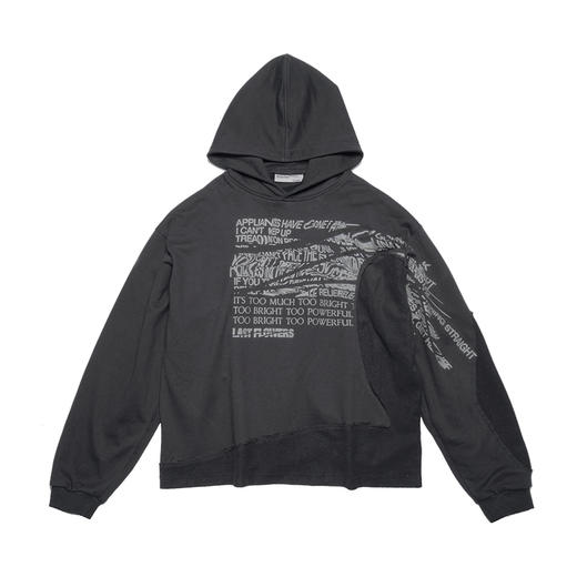 ATTEMPT 19AW-KNT06 异形结构正反拼接文字印花连帽卫衣 商品图3