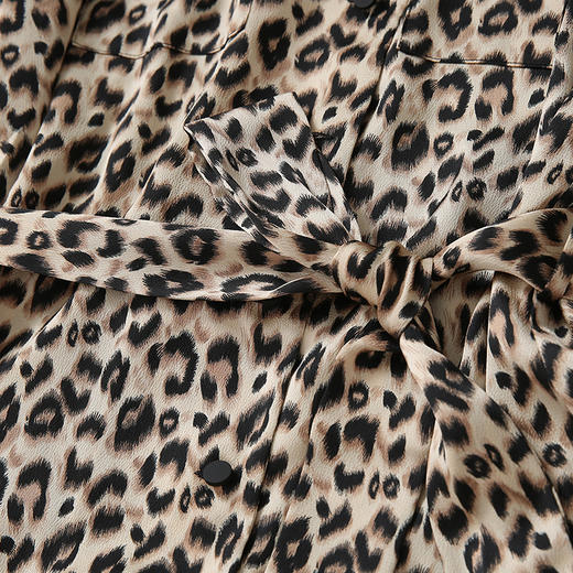 EITIE爱特爱女装秋款时尚复古洋气豹纹印花收腰衬衫连衣裙女显瘦6107819 商品图6