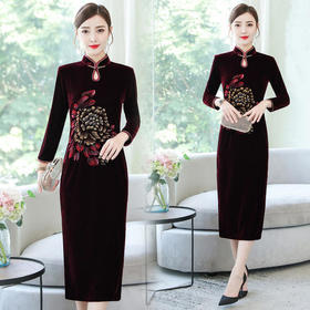 AHM-as8232新款2019高贵金丝绒旗袍裙